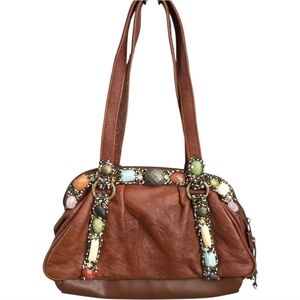 Mary Frances Brown Multi-color Embellished Shoulder Bag One Size